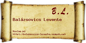 Balázsovics Levente névjegykártya